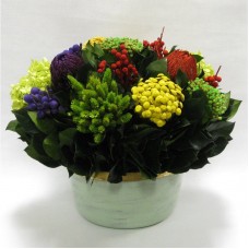 Rosdorf Park Mixed Floral Centerpiece in Small Wooden Round Container BVZ1169